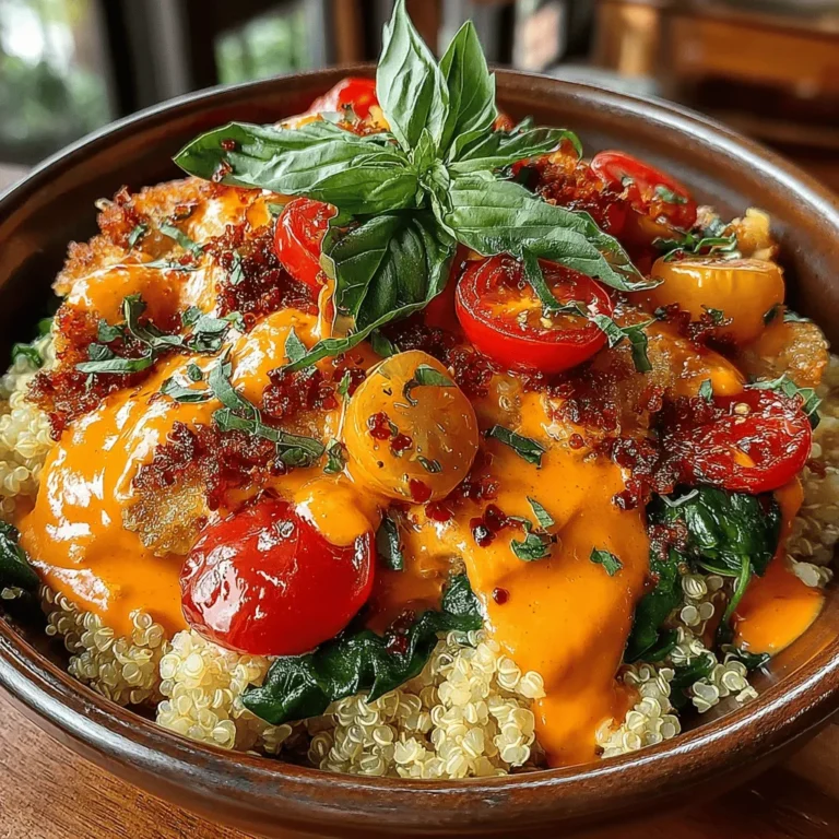 In the realm of healthy and satisfying meals, Creamy Roasted Red Pepper Quinoa Bowls stand out as a vibrant and flavorful option that appeals to diverse palates. This dish beautifully blends the nutty flavor of quinoa with the rich sweetness of roasted red peppers, creating a comforting bowl that's perfect for lunch or dinner. Whether you're a busy professional seeking a quick meal prep option or a health-conscious individual looking for a nutritious dinner, this recipe caters to your needs with ease and elegance.
