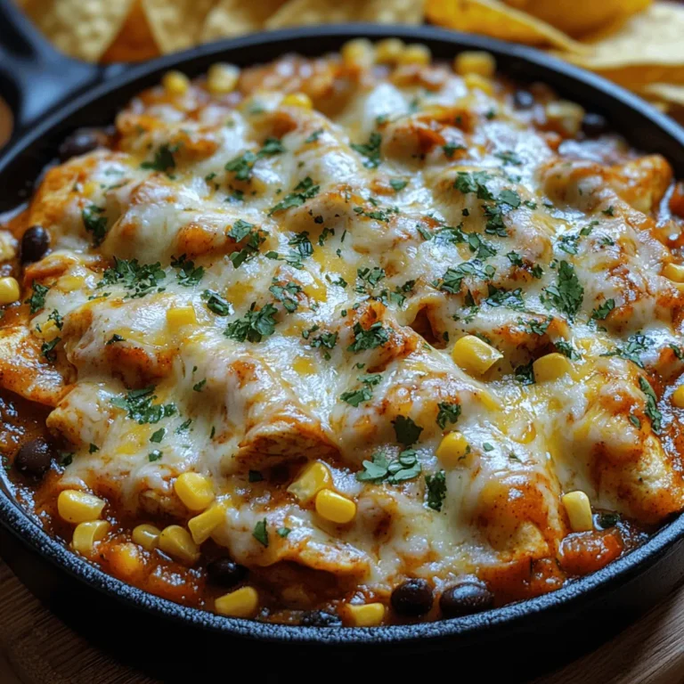 Enchiladas are a beloved staple in Mexican cuisine, celebrated for their rich flavors, comforting textures, and versatile ingredients. Traditionally, enchiladas are made by filling corn tortillas with various fillings, rolling them up, and smothering them in a savory sauce before baking. This classic dish has won hearts around the globe, becoming a symbol of home-cooked comfort food that brings warmth and satisfaction to the dinner table. However, preparing traditional enchiladas can be time-consuming and labor-intensive, which is where the Cheesy Delight Enchilada Skillet comes into play.