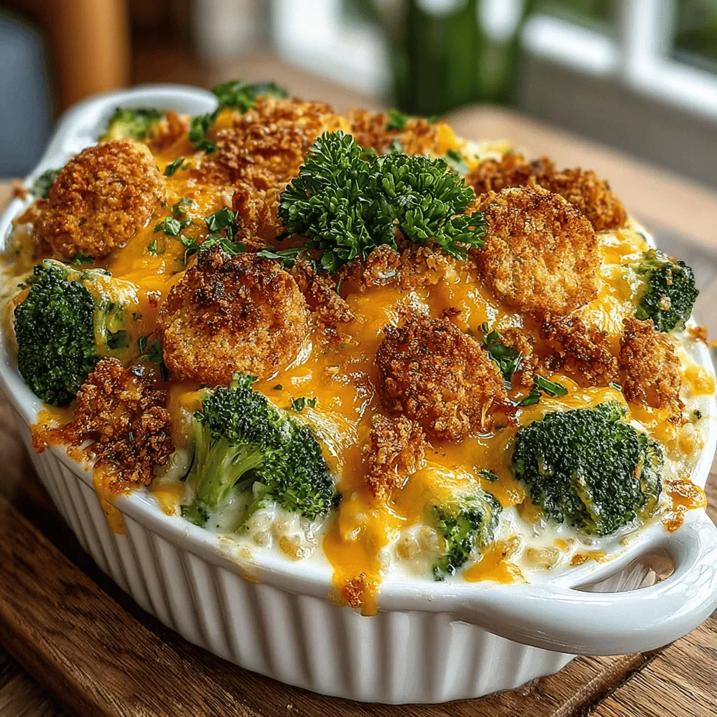At the heart of the Cheddar Ranch Broccoli Rice Bake is its remarkable flavor profile. The dish boasts a rich creaminess, courtesy of the melted cheddar cheese and the tangy sour cream, which come together to create a luscious base. What elevates this dish further is the zesty kick from the ranch dressing mix, which infuses every bite with a burst of flavor that is both familiar and exciting. The fresh broccoli florets contribute not only a vibrant color but also a wholesome taste that harmonizes beautifully with the other ingredients.