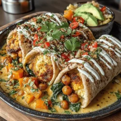 Sticky Coconut Curry Chickpea Wraps