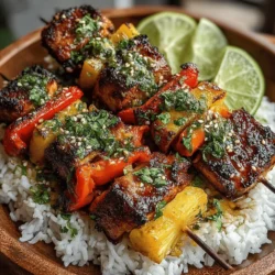 At the heart of Tropical Delight Pineapple Chicken Skewers are a few key ingredients that come together to create a dish bursting with flavor. The primary components include boneless, skinless chicken breast, fresh pineapple, vibrant bell peppers, and a homemade marinade that enhances the overall taste.