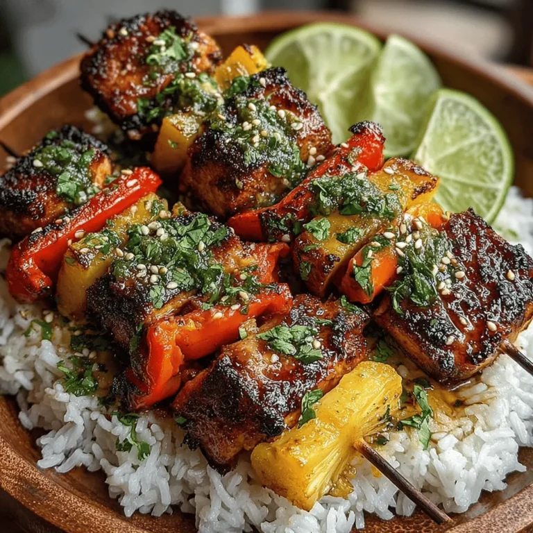 At the heart of Tropical Delight Pineapple Chicken Skewers are a few key ingredients that come together to create a dish bursting with flavor. The primary components include boneless, skinless chicken breast, fresh pineapple, vibrant bell peppers, and a homemade marinade that enhances the overall taste.