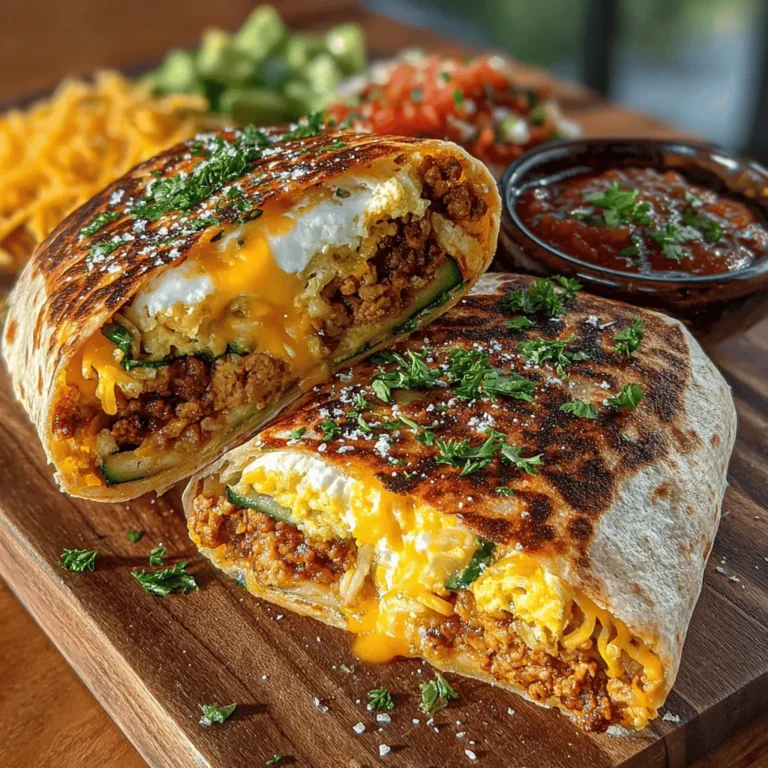 To create the Zesty Zucchini & Turkey Breakfast Burrito, a selection of fresh and nutritious ingredients comes together beautifully. Here’s a closer look at each component: