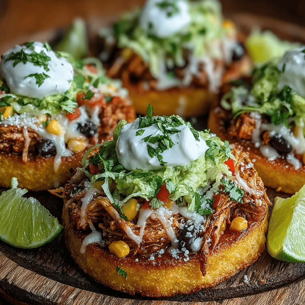 To create a delicious filling for your Crispy Mini Sweet Corn and Chicken Tostadas, start by preparing the chicken mixture. Begin with cooked chicken—this can be shredded rotisserie chicken or grilled chicken breast. Shred or chop the chicken into bite-sized pieces.
