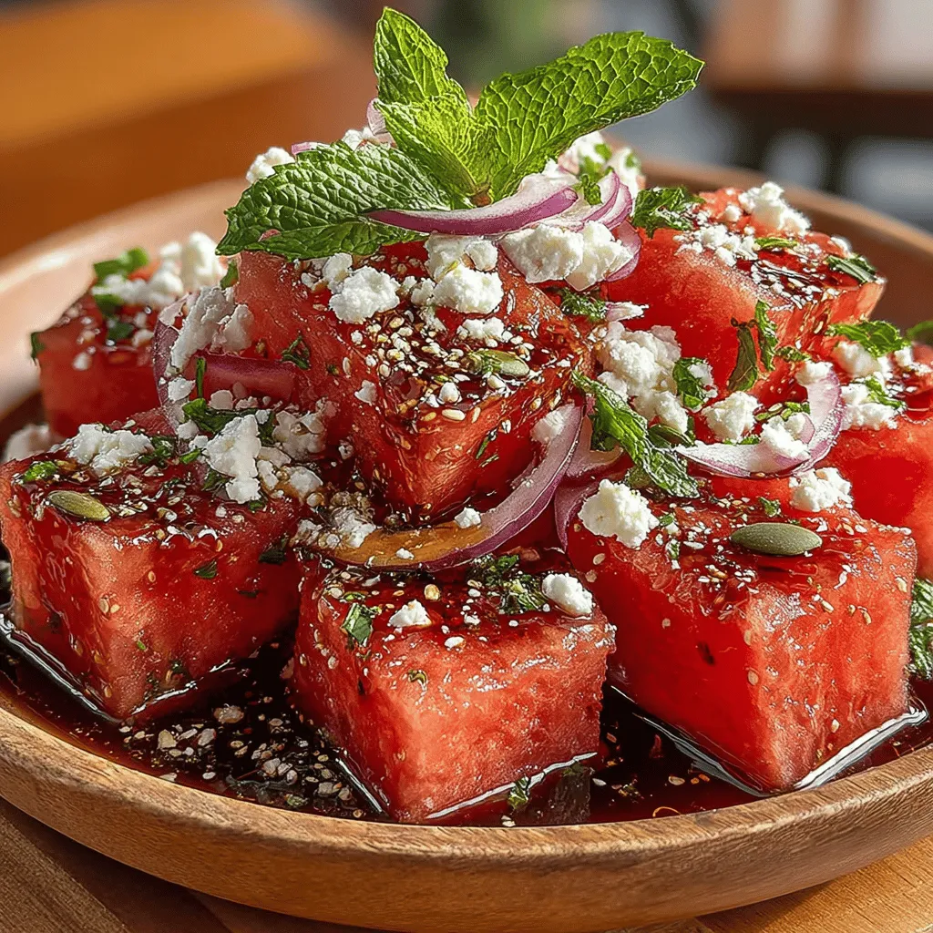 As the sun shines brighter and temperatures rise, nothing quite satisfies the palate like a refreshing salad. The Zesty Watermelon Feta Salad is an ideal choice for summer meals, offering a delightful combination of flavors and textures that invigorates the senses. This vibrant dish brings together the sweetness of ripe watermelon, the creaminess of feta cheese, and the aromatic touch of fresh mint, creating an irresistible medley that can elevate any meal. Whether you're hosting a backyard barbecue, preparing a light lunch, or attending a festive gathering, this salad is both simple and quick to prepare, making it the perfect addition to your culinary repertoire.
