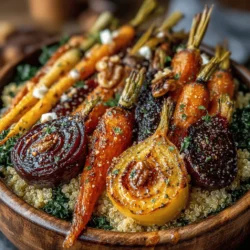 The Maple Roasted Root Veggie & Quinoa Bowl is a celebration of seasonal flavors, combining the earthy sweetness of roasted root vegetables with the nutty texture of quinoa. This dish not only serves as a nutritious meal but also warms the soul, making it a perfect choice for colder months. Packed with vitamins, minerals, and wholesome ingredients, this bowl is a powerhouse of nutrition, appealing to those seeking a healthy, satisfying meal. With its vegan and gluten-free qualities, it caters to a wide array of dietary preferences, ensuring that everyone can enjoy its comforting goodness.