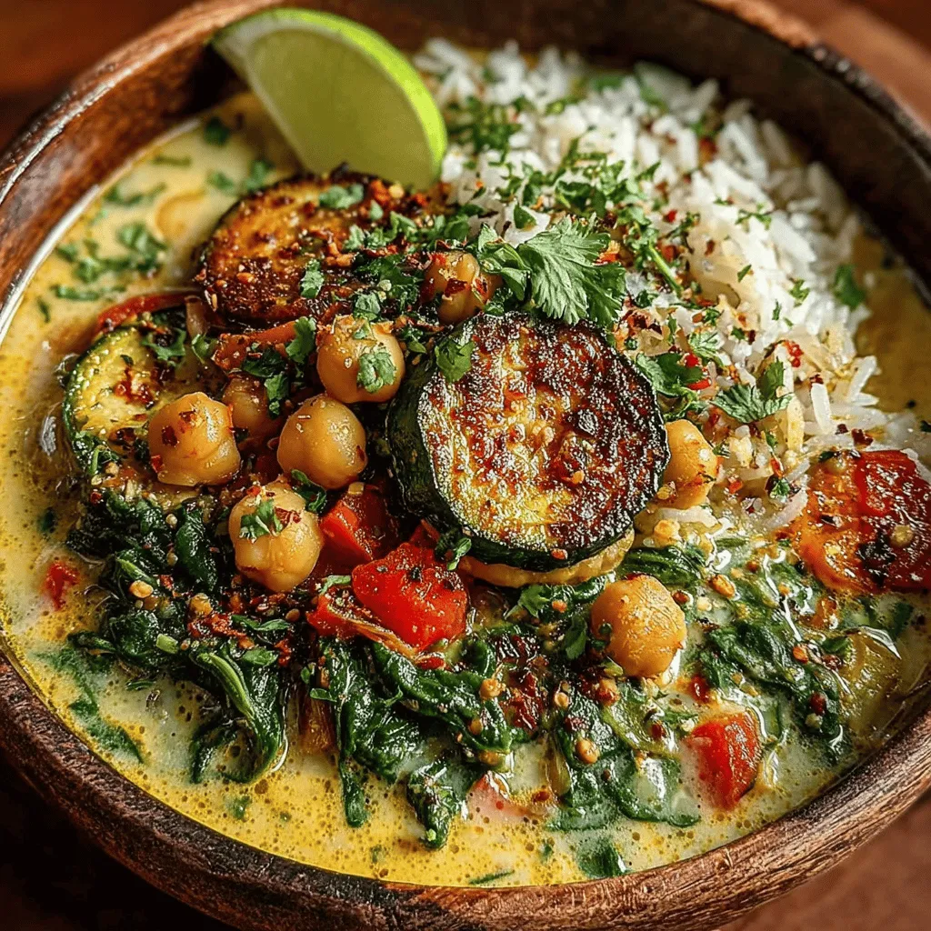 The heart of the Tropical Bliss Coconut Chickpea Curry lies in its rich and creamy texture, primarily achieved through the combination of coconut milk and chickpeas. Coconut milk not only adds a delightful creaminess but also infuses the dish with a subtle sweetness that enhances the overall flavor profile. Chickpeas, on the other hand, provide a hearty and satisfying component, ensuring that this dish is both nutritious and filling.