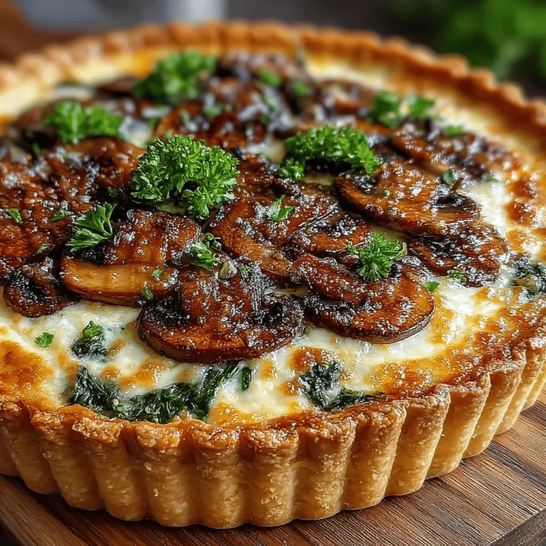 Quiche is a culinary delight that transcends the confines of traditional meal times, making it an ideal choice for breakfast, brunch, lunch, or even dinner. This savory custard pie, originally rooted in French cuisine, has captivated palates around the world with its rich flavors and versatility. Among the myriad of quiche variations, the Cheesy Mushroom & Spinach Quiche stands out for its robust combination of earthy mushrooms, vibrant spinach, and indulgent cheese. This dish is particularly appealing to vegetarians and cheese lovers alike, providing a satisfying meal that is both nutritious and delicious.